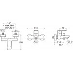 Roca Cala A5A026EC00 浴缸龍頭：38mm纖薄壺身、自動分流器、掛牆式安裝